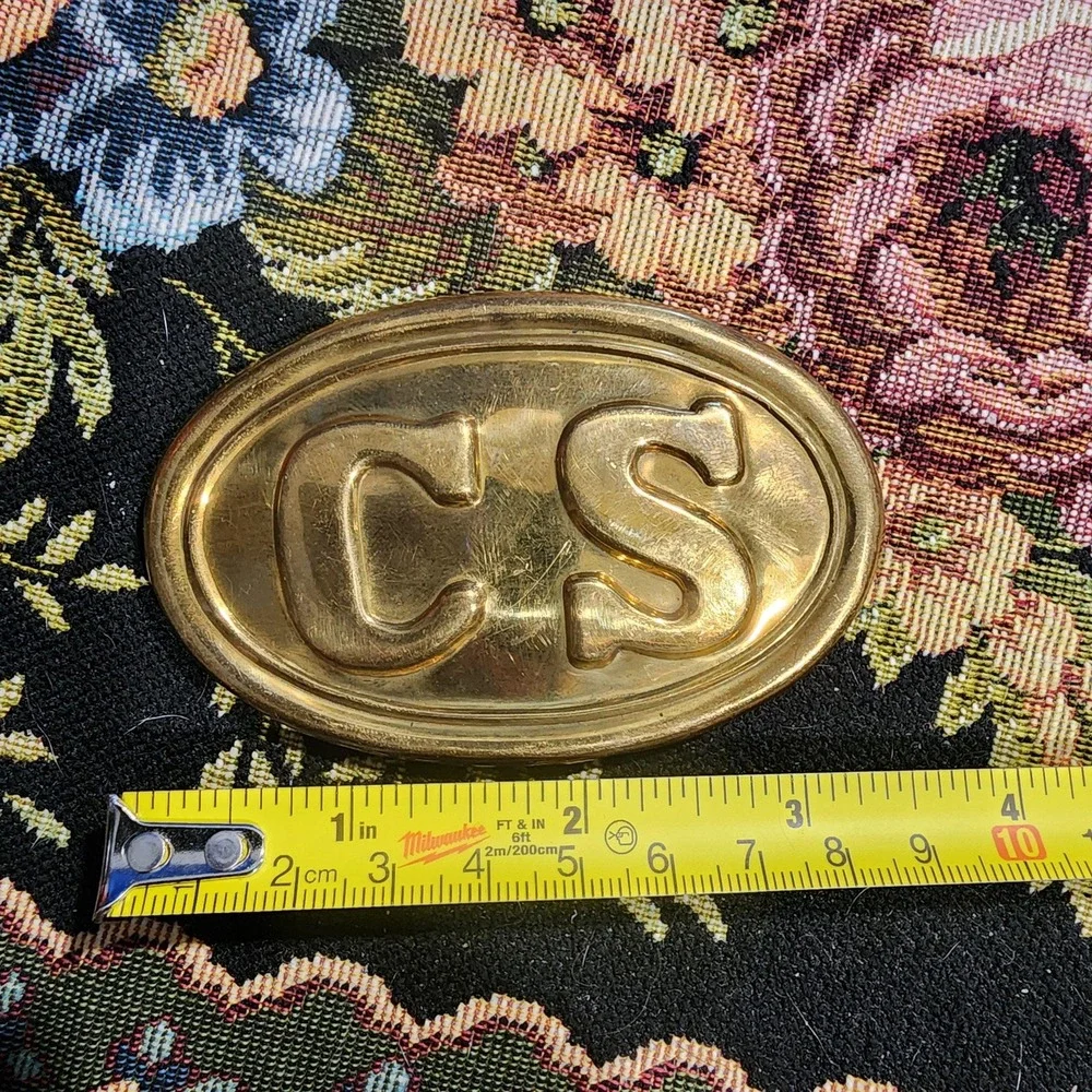 Vintage Gold Toned CS War Re-enactment Belt Buckle, Hefty Weighted Buckle